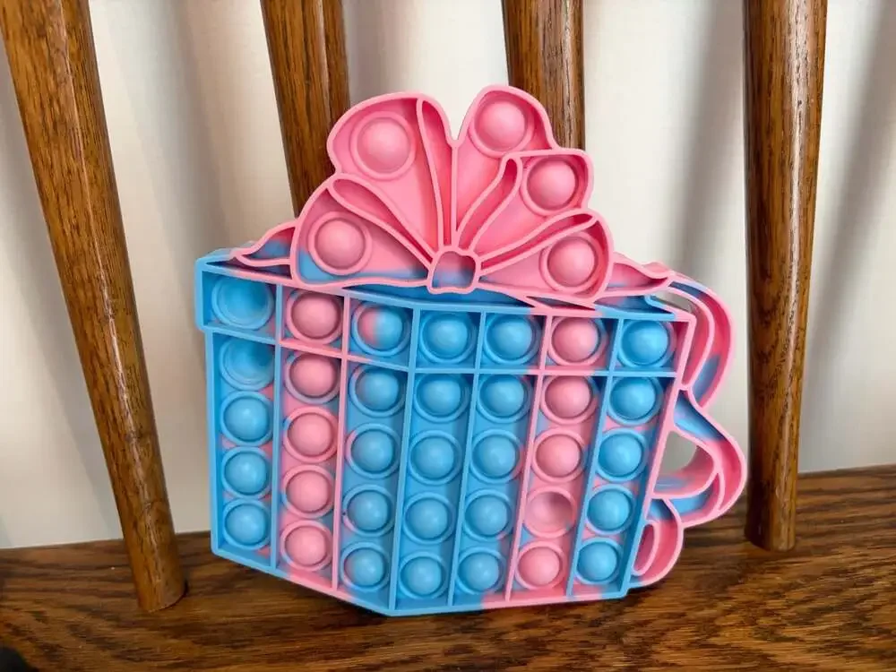Pink and Blue Gift Box Push Pop Bubble Fidget Sensory Toy